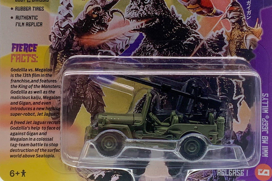 2023 Johnny Lightning Pop Culture Willys Jeep MB 1973 Godzilla vs Megalon