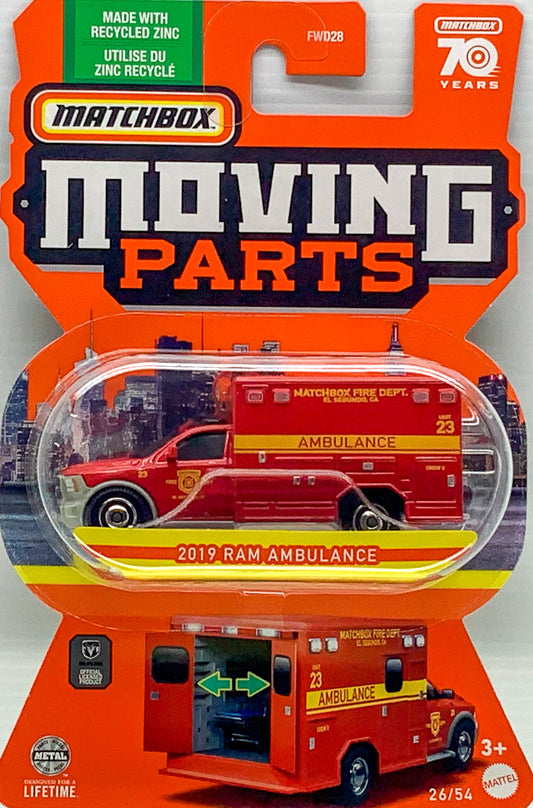 2023 Matchbox 1:64 Moving Parts 2016 Ram Ambulance