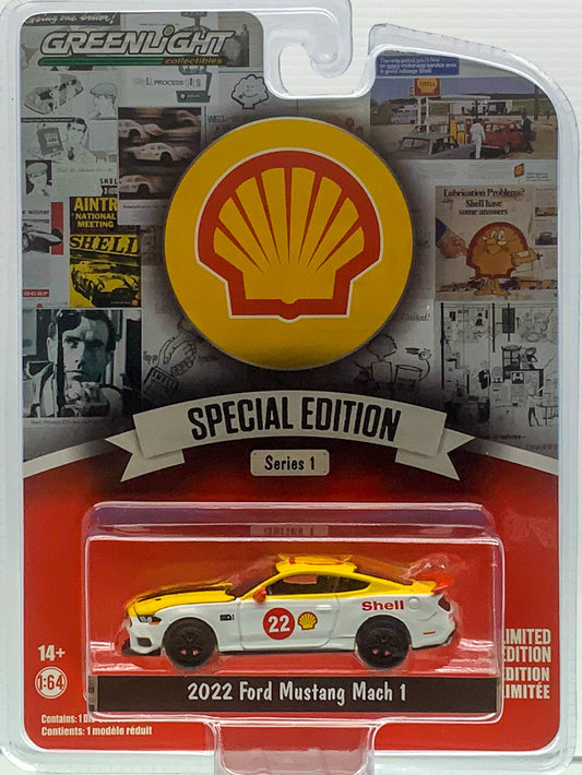 2023 Greenlight 1:64 2022 Ford Mustang Mach 1 #22 Shell Oil Special Edition