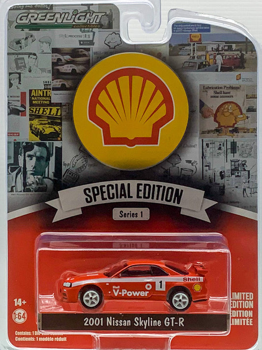 2023 Greenlight 1:64 2001 Nissan Skyline GT-R (R34) #1 Shell Oil Special Edition