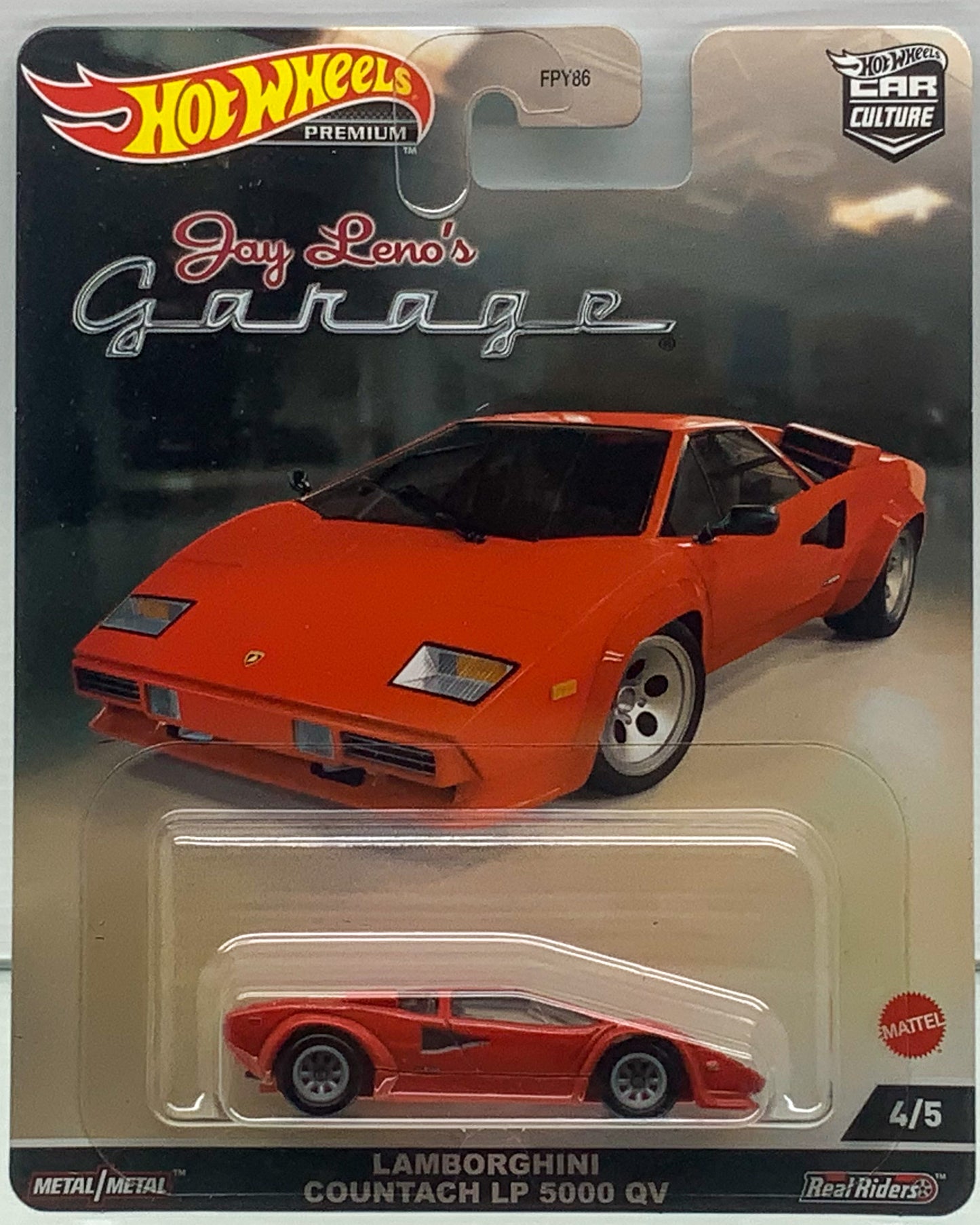 Buy at Tatoyshop.com Hot Wheels Car Culture  Lamborghini Countach LP 5000 QV 4/5  Number 1 from the set of 5 Jay Leno’s Garage Series Premium Real Riders Metal Mattel FPY86 Shop Now   Mr Toys Kmart Target Big W 