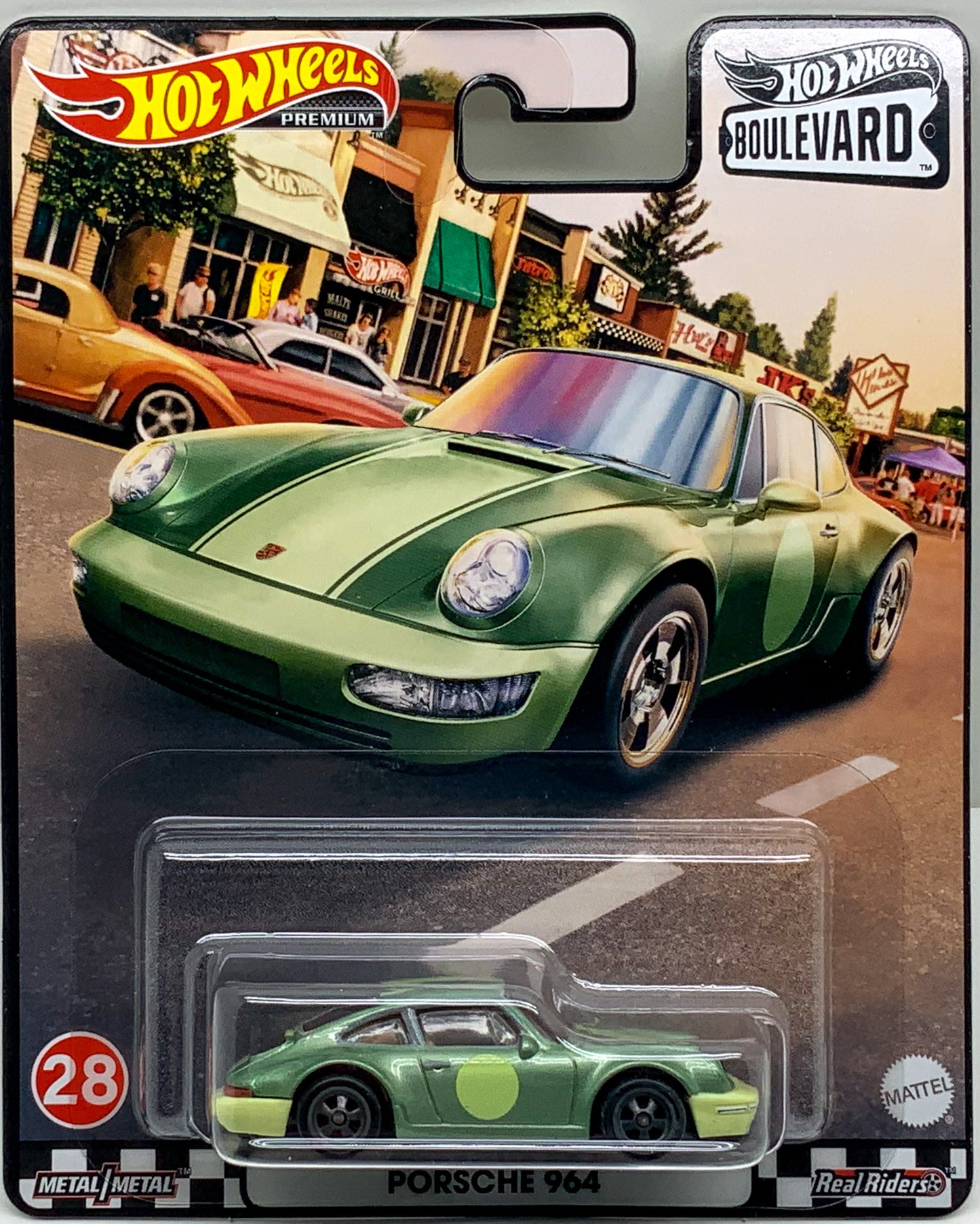 Buy at Tatoy Hot Wheels Boulevard Porsche 964 number 28 Premium Real Riders Metal Mattel GJT68