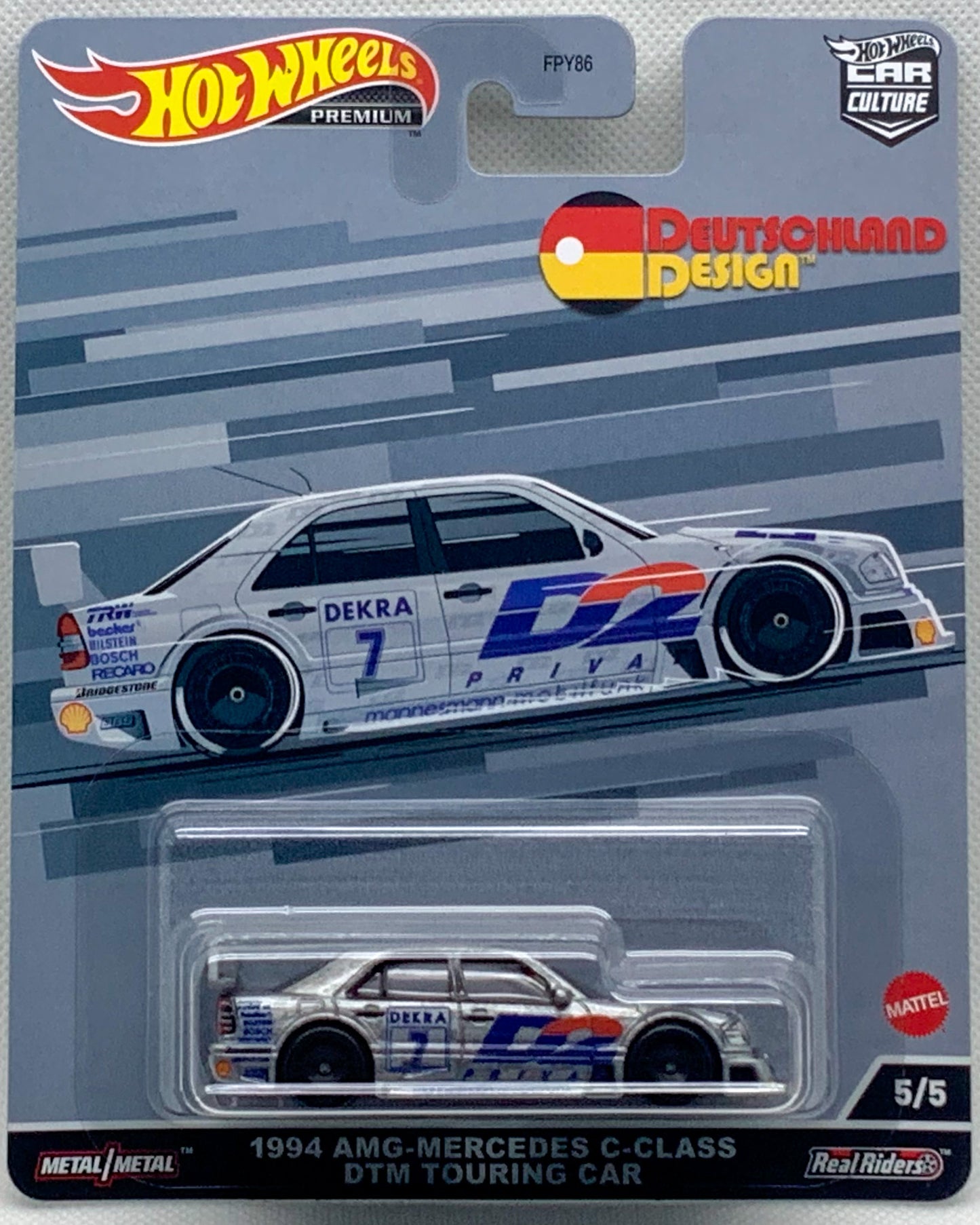 Buy at Tatoy Hot Wheels Car Culture 1994 AMG-Mercedes C-Class DTM Touring Car 5/5 Number 5 from the set of 5 Deutschland Design Series Premium Real Riders Metal Mattel FPY86 Shop Now