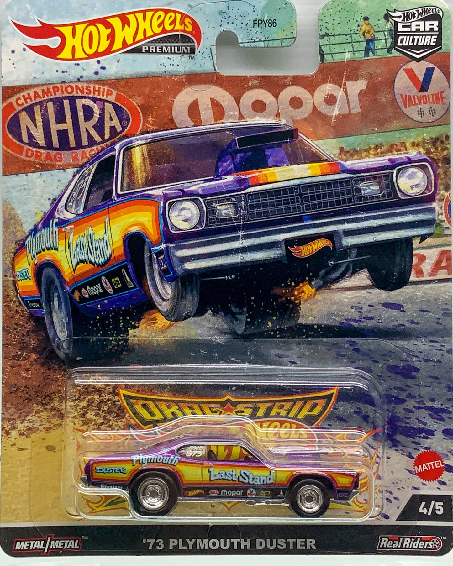Buy at www.tatoyshop.com Hot Wheels Car Culture  2022 Hot Wheels Car Culture Dragstrip Demons Series '73 Plymouth Duster 4/5  Number 4 from the set of 5 Dragstrip Demons Series Premium Real Riders Metal Mattel FPY86 Shop Now   Mr Toys Kmart Target Big W  International and Domestic delivery by Auspost 
