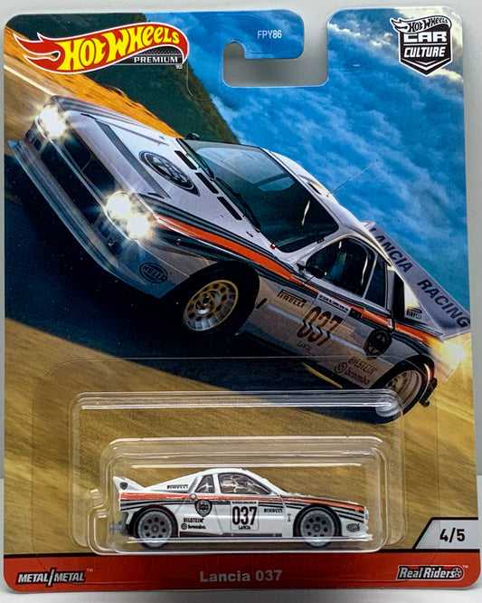 Buy at Tatoy Hot Wheels Car Culture Lancia 037 Number 4 from the set of 5 Thrill Climbers Series Premium Real Riders Metal Mattel FPY86 Shop Now