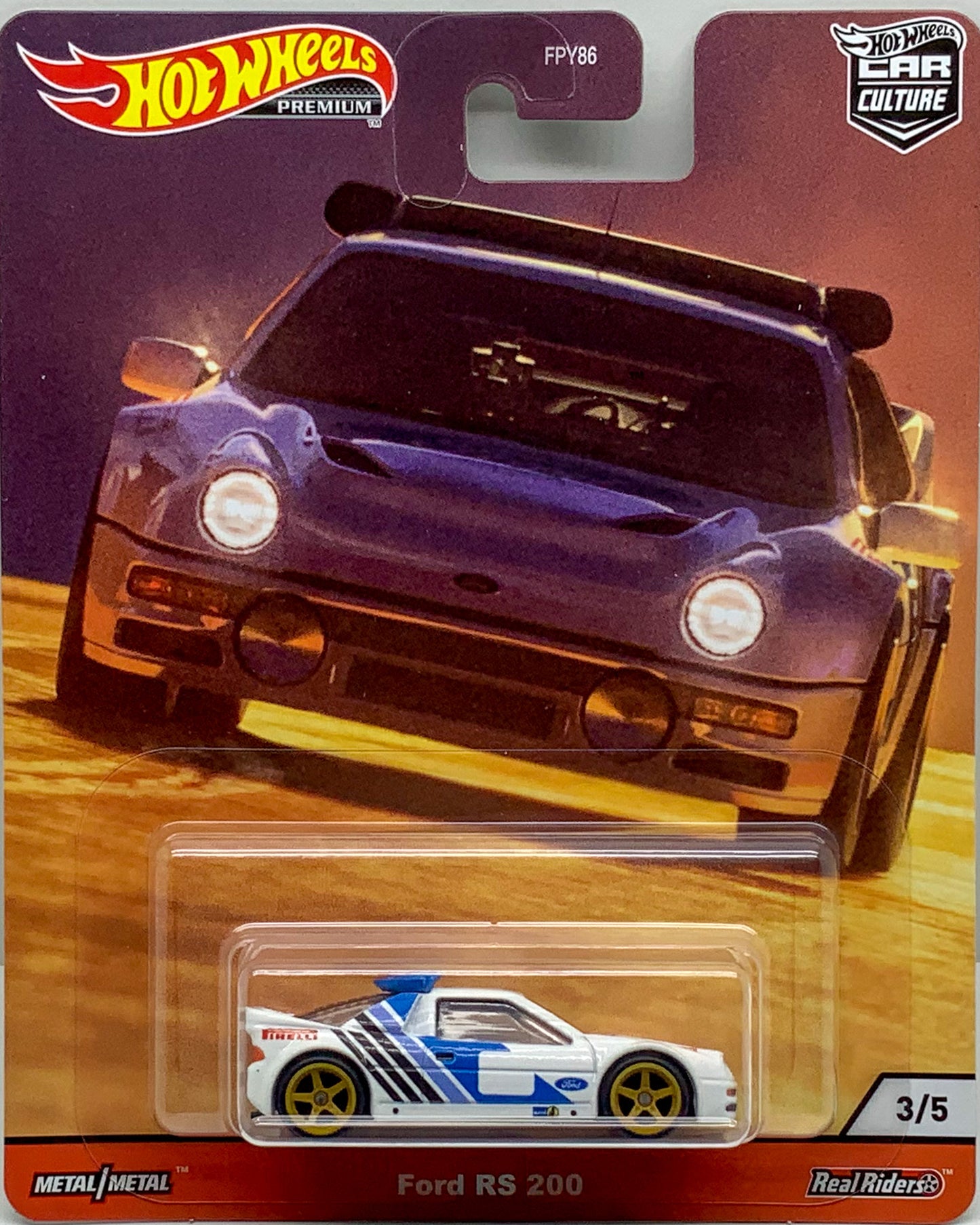 Buy at Tatoy Hot Wheels Car Culture Ford RS 200 Number 3 from the set of 5 Thrill Climbers Series Premium Real Riders Metal Mattel FPY86 Shop Now