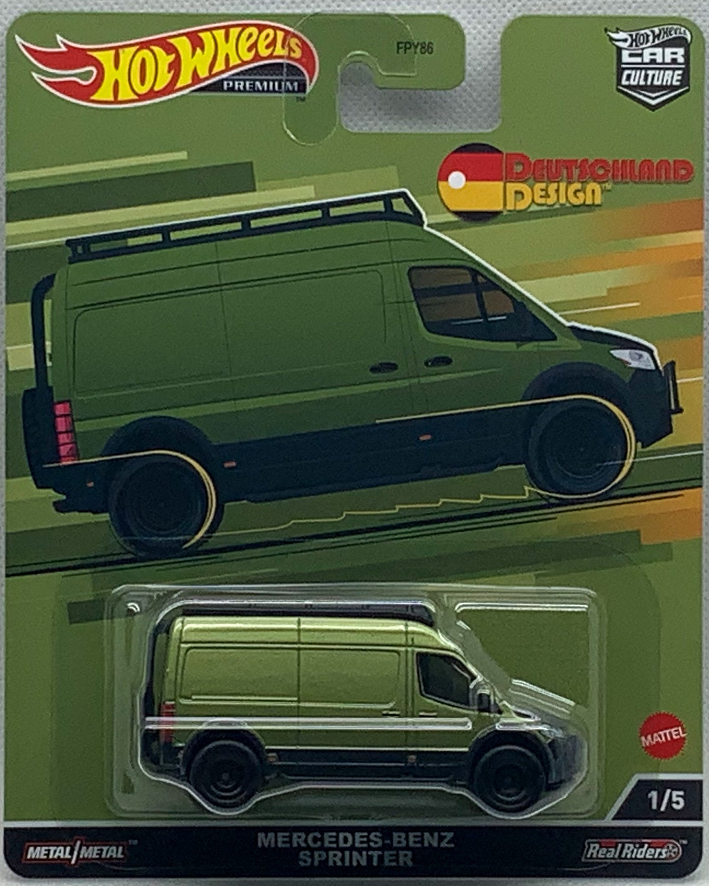 Buy at Tatoy Hot Wheels Car Culture Mercedes-Benz Sprinter Tourer 1/5 Number 1 from the set of 5 Deutschland Design Series Premium Real Riders Metal Mattel FPY86 Shop Now