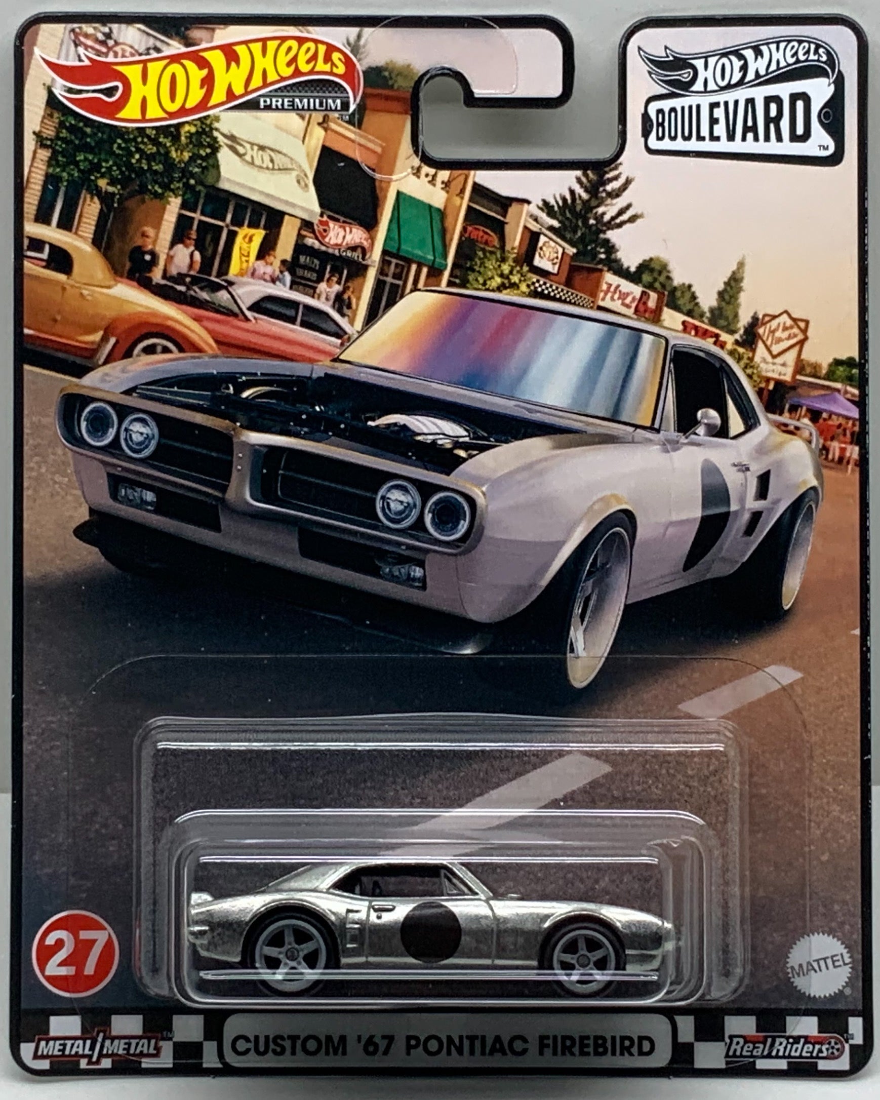 Buy at Tatoy Hot Wheels Boulevard Custom '67 Pontiac Firebird number 27 Premium Real Riders Metal Mattel GJT68