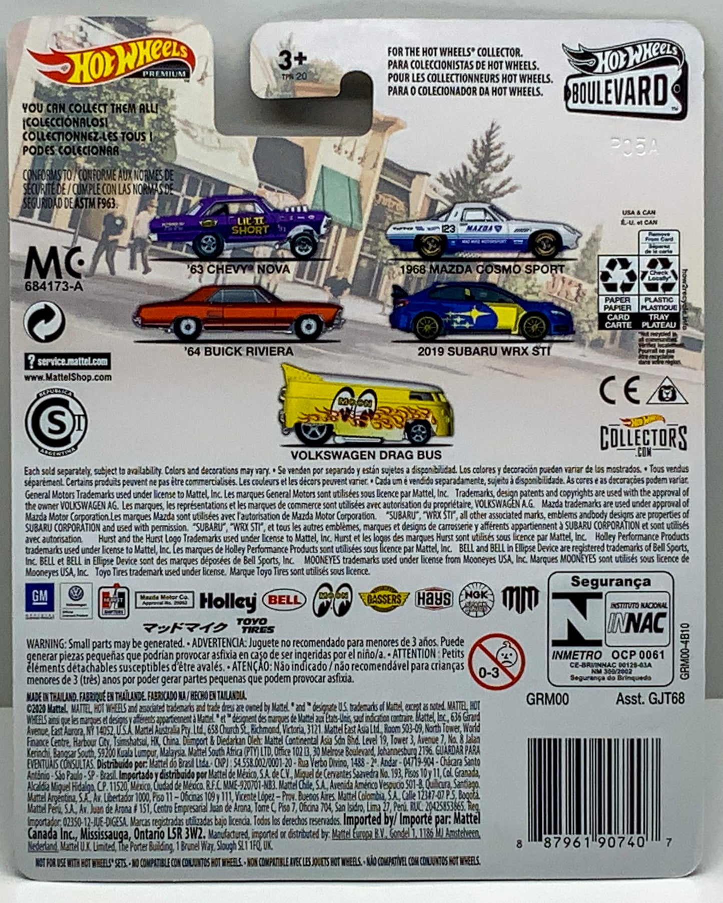 Buy at Tatoy Shop Back of Card shows the 5 Cars on Series Chevy Buick Mazda Subaru Volkswagen Collections