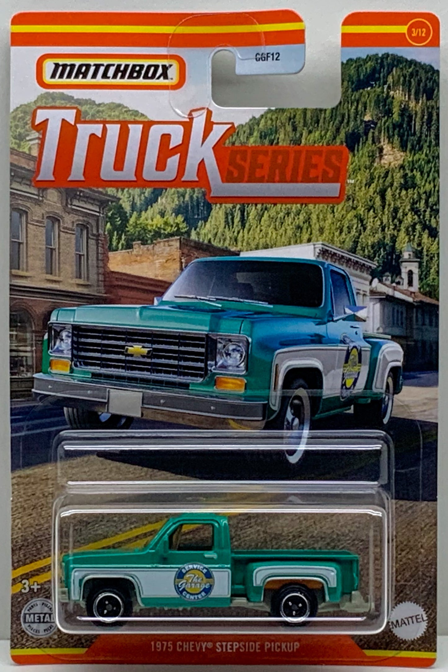 Buy at Tatoy Themed Matchbox Number 3 of 12 Truck Series 1975 Chevy Stepside Pickup Metal Mattel GGF12